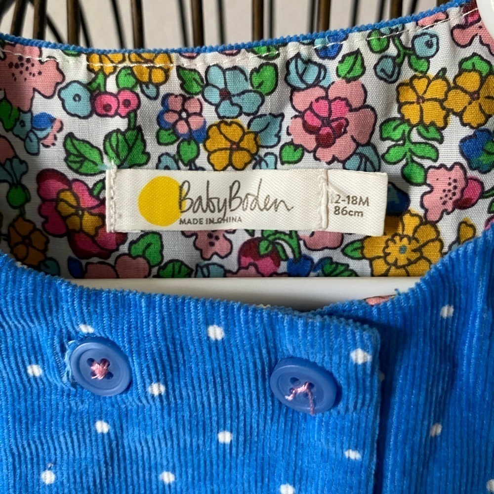 Mini boden girls blue polka dot pinnie mushroom toadstool bunny dress - Picture 3 of 4